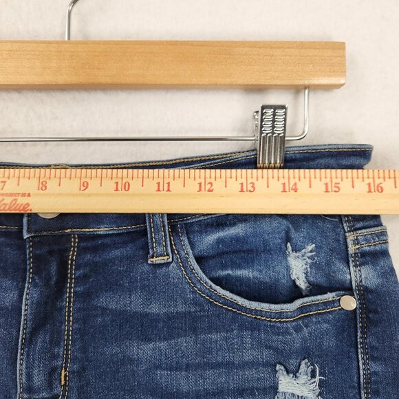 Judy Blue Shorts Womens Large Blue Distressed Denim Cutoff Raw Hem Mid Rise - Picture 4 of 12